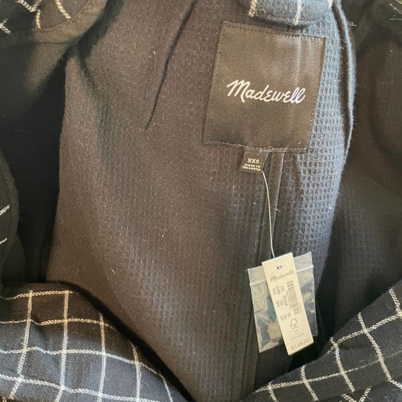 Madewell Waffleback Shaw Blazer In Windowpane Black White Size XXS New - Picture 13 of 16